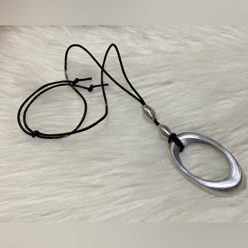 Karma Silver and Black Minimalist Necklace